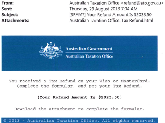 Tax Refund Scam DON'T click any links